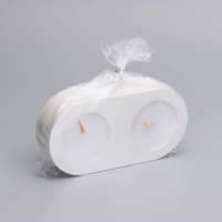 Свечи "Мрамор" в овальном подсвечнике из гипса,12х6х3см, белый перламутр Свечи "Мрамор" в овальном подсвечнике из гипса,12х6х3см, белый перламутр