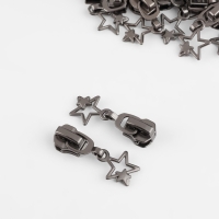 Бегунок автоматический для металлической молнии, №5, декоративный «Звёзды», 10 шт, цвет чёрный никель Бегунок автоматический для металлической молнии, №5, декоративный «Звёзды», 10 шт, цвет чёрный никель