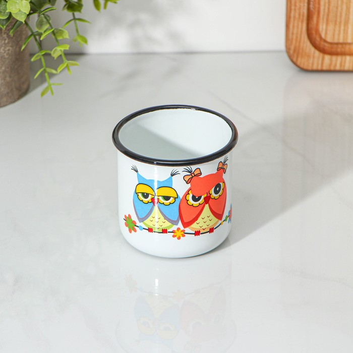 Набор посуды &laquo;Совушки&raquo;, 4 предмета: кружка 250 мл, миска 800 мл, ковш 1 л, кастрюля 1 л, индукция