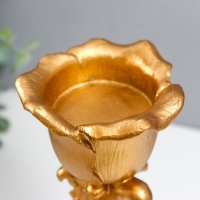 Подсвечник полистоун на 1 свечу "Цветочная тринога" золото 21х9,5х9,5 см