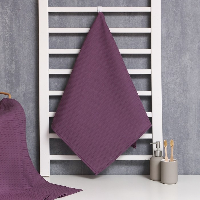 Полотенце вафельное Экономь и Я 50х90 см, лаванда, 100% хлопок, 200 г/м2 Полотенце вафельное Экономь и Я 50х90 см, лаванда, 100% хлопок, 200 г/м2