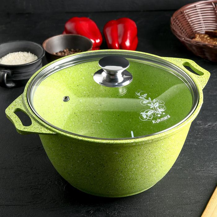 Кастрюля Trendy style, 4 л, d=24 см, h=17,5 см, стеклянная крышка, антипригарное покрытие, цвет зелёный Кастрюля Trendy style, 4 л, d=24 см, h=17,5 см, стеклянная крышка, антипригарное покрытие, цвет зелёный