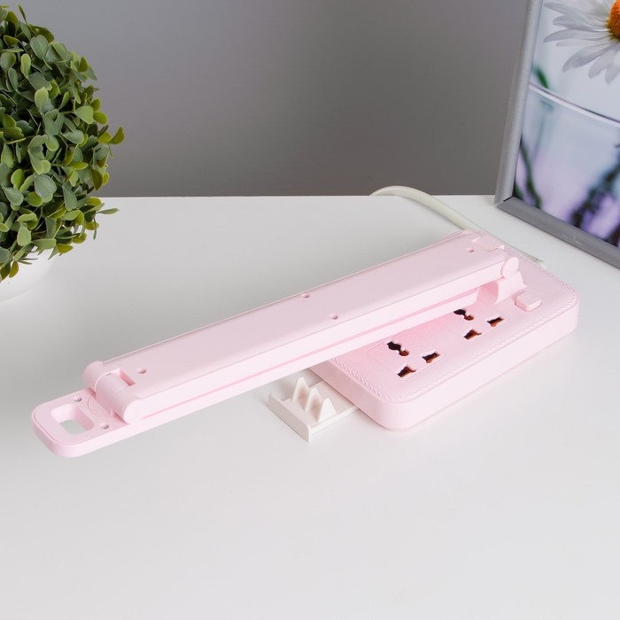 Настольная лампа "Эра" LED 8Вт 3000К-6000К диммер 2 розетки 2хUSB2.0 розовый 10х28х33см RISALUX  946