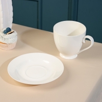 Чайная пара фарфоровая &laquo;Barista&raquo;, 440 мл, белая