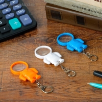 Лупа-брелок, 5х, d=2,5см, "Космонавт" с фонариком, шоубокс