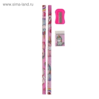 Набор настольный детский "Единорог" (подставка+2 карандаша+линейка+точилка+ластик+блокнот 8 листов) Набор настольный детский "Единорог" (подставка+2 карандаша+линейка+точилка+ластик+блокнот 8 листов)