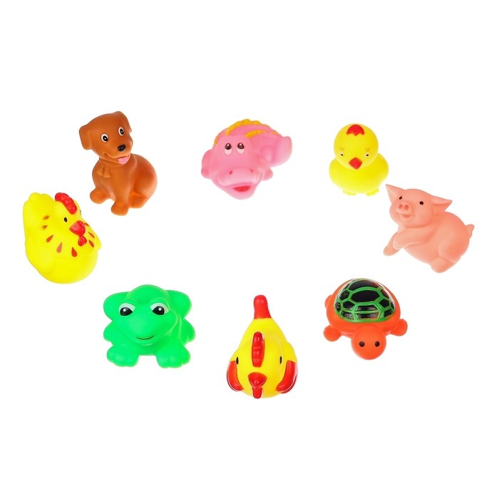 Набор резиновых игрушек для ванны «Друзья», 8 шт, с пищалкой, Крошка Я Набор резиновых игрушек для ванны «Друзья», 8 шт, с пищалкой, Крошка Я