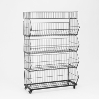 Накопитель разборный на колесах, 5 корзин с разделителями, 90&times;42&times;135 см, цвет чёрный