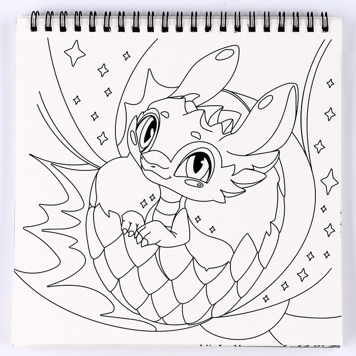 Блокнот гравюра - раскраска на новый год &laquo;Драконы в реальном мире&raquo;, 19 х 19 см