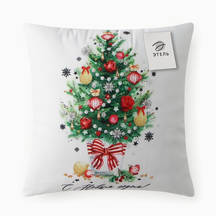 Подушка новогодняя Этель &laquo;Новогодняя ель&raquo;, 40*40 см, 100% п/э, велюр