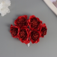 Декор для творчества "Камелия" красный (1 набор=1 букет) в букете 6 шт 4х11 см Декор для творчества "Камелия" красный (1 набор=1 букет) в букете 6 шт 4х11 см