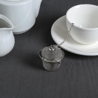 Ситечко для чая Доляна &laquo;Корзиночка&raquo;, на цепочке, 4,5 см, цвет серебристый