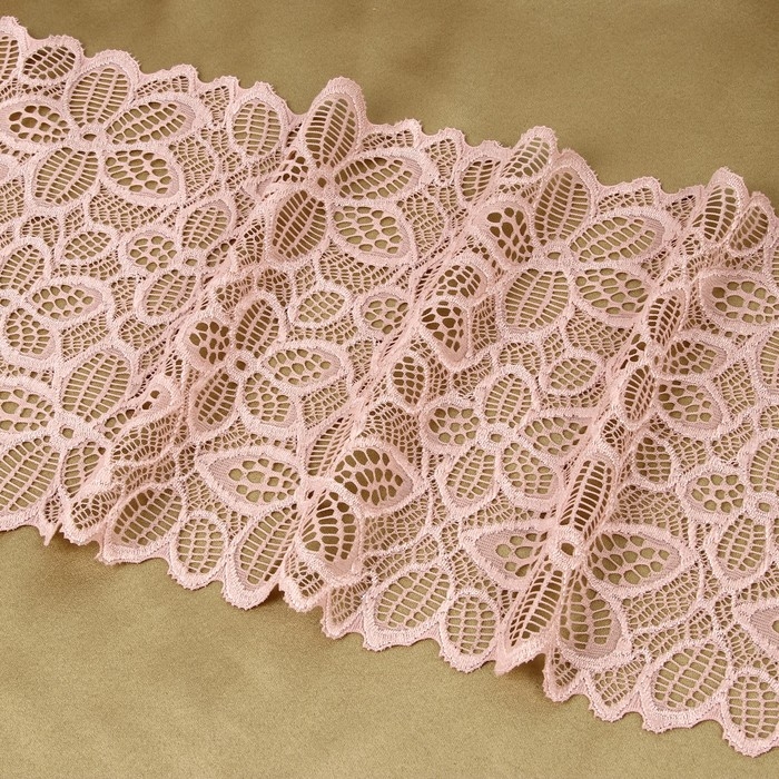 Кружевная эластичная ткань, 180 мм × 2,7 ± 0,5 м, цвет розово-бежевый Кружевная эластичная ткань, 180 мм × 2,7 ± 0,5 м, цвет розово-бежевый