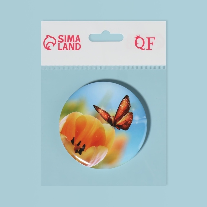 Зеркало складное &laquo;Бабочки&raquo;, d = 7,5 см, рисунок МИКС