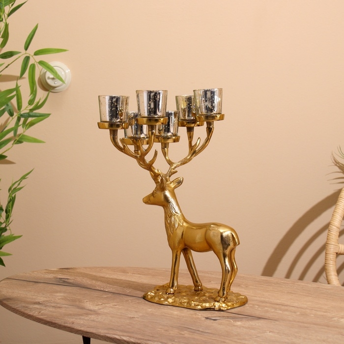 Подсвечник на 6 свечей Подсвечник на 6 свечей "Олень" алюминий 23х28х41 см