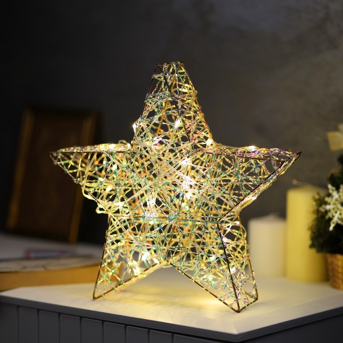 Фигура световая Фигура световая "Звезда плетенная", 30х30х7 см, 30 LED, батарейки ААх3 (не в комплекте), свечение тёплое белое