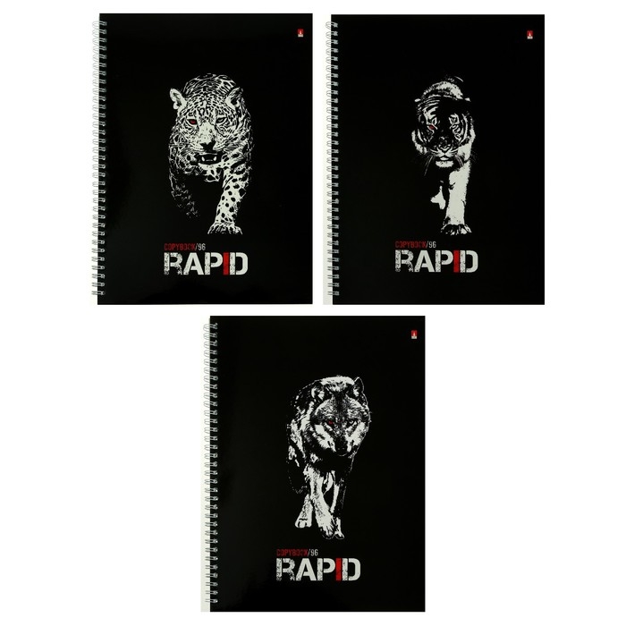 Тетрадь А4, 96 листов в клетку на гребне RAPID, обложка мелованный картон, глянцевая ламинация, МИКС Тетрадь А4, 96 листов в клетку на гребне RAPID, обложка мелованный картон, глянцевая ламинация, МИКС