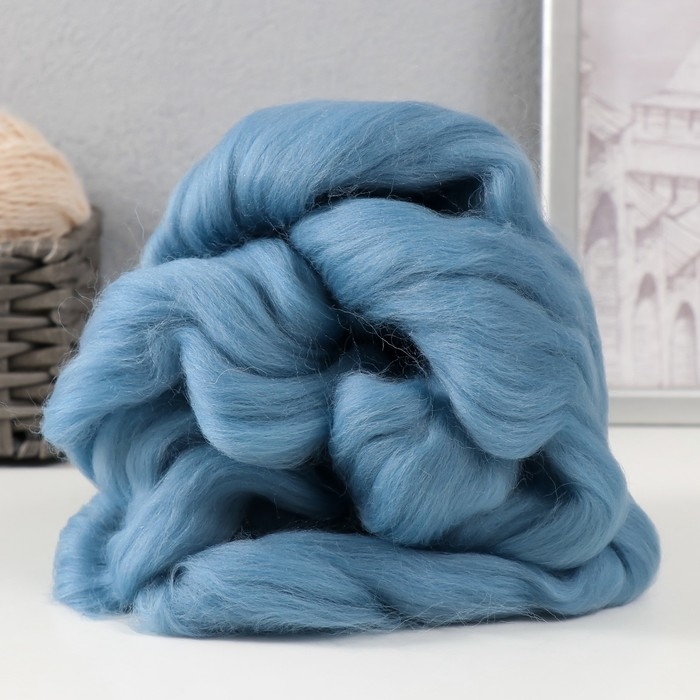 Шерсть для валяния 100% полутонкая шерсть 50 гр (160 северное море)