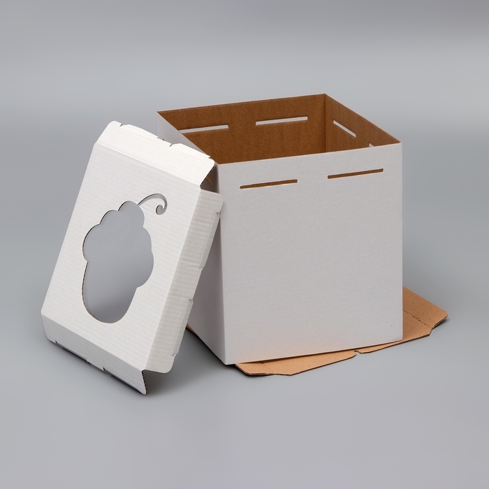 Коробка под торт с окном, Коробка под торт с окном, "Пироженка", белая, 26 х 26 х 30 см