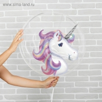 Шар полимерный 18" «Единорог», шар в шаре, с палочкой, цвет фиолетовый Шар полимерный 18" «Единорог», шар в шаре, с палочкой, цвет фиолетовый