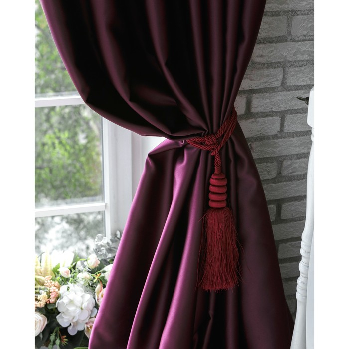 Штора портьерная &laquo;Этель&raquo; 270&times;300 см, двусторонний блэкаут, цвет Сливовый, пл.240г/м&sup2;, 100 п/э