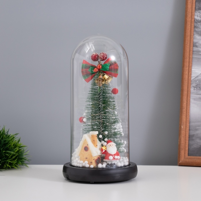 Светильник колба &laquo;Дед мороз и пряничный домик&raquo; 1,5Вт, LED, 3xAAA, черный USB 11х11х21см