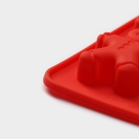 Форма для конфет и шоколада новогодняя Доляна «Карамельное чудо», силикон, 21×10 см, 12 ячеек (3,5×3,5 см), цвет красный Форма для конфет и шоколада новогодняя Доляна «Карамельное чудо», силикон, 21×10 см, 12 ячеек (3,5×3,5 см), цвет красный