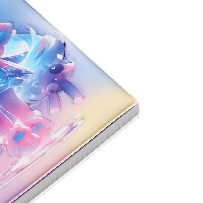 Записная книжка подарочная на гребне 80л,линия, цветной блок,облож.ПВХ 3D Аниме(17,7х13,7см)   10539