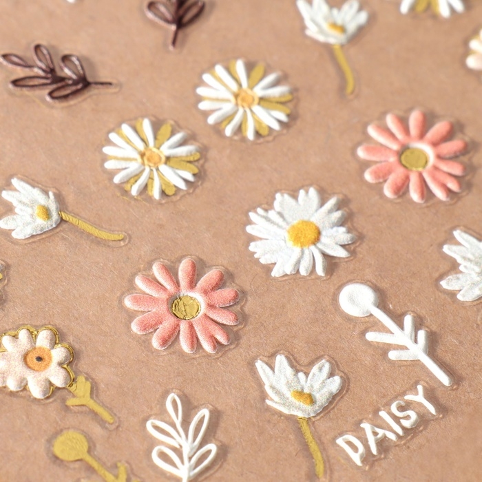 Наклейки для ногтей «Пчёлы и цветы», объёмные, разноцветные Наклейки для ногтей «Пчёлы и цветы», объёмные, разноцветные