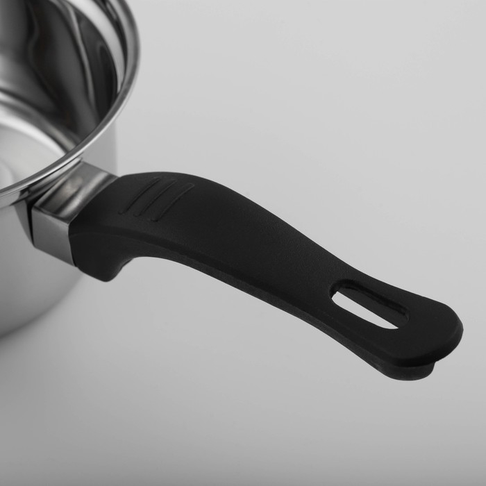 Сотейник из нержавеющей стали Доляна &laquo;Индия&raquo;, 900 мл, d=15,5 см, пластиковая ручка, цвет серебряный