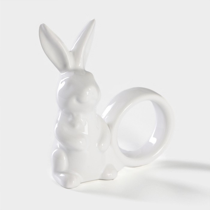 Кольцо для салфеток Доляна &laquo;Зайка&raquo;, 9,1&times;4,3&times;10,5 см, цвет белый