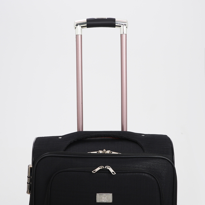 Чемодан средний 52 л (M), отдел на молнии, кодовый замок, с расширением, цвет чёрный