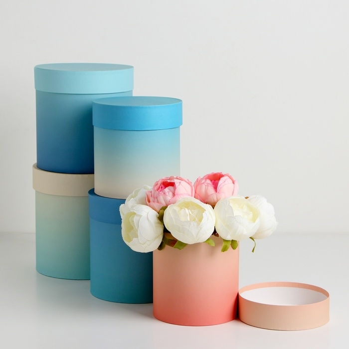Набор круглых подарочных коробок 5 в 1 &laquo;Градиент 3&raquo;, 20 &times; 20 &times; 20‒13,5 &times; 13,5 &times; 13,5 см