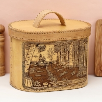 Хлебница овальная "Лесная поляна", 28х20х27 см, береста