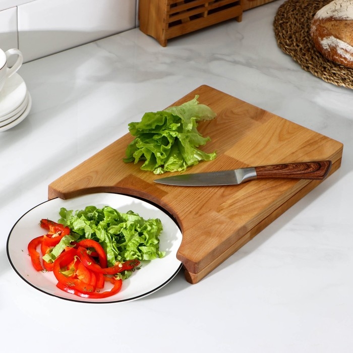 Доска разделочная с отделением под тарелку, 31×22×3,8 см, берёза Доска разделочная с отделением под тарелку, 31×22×3,8 см, берёза