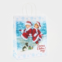 Новый год. Пакет бумажный подарочный новогодний крафт "В ожидание чуда" 32 х 26 х 11 см. Новый год. Пакет бумажный подарочный новогодний крафт "В ожидание чуда" 32 х 26 х 11 см.
