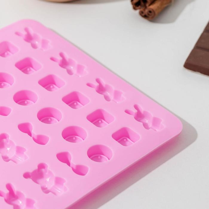 Форма для мармелада &laquo;Игрушки&raquo;, силикон, 20,7&times;13,7&times;1 см, 48 ячеек, цвет МИКС