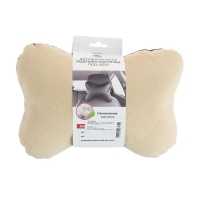 Подушка автомобильная косточка, на подголовник, велюр, бежевый, ромб, 16 х 24 см Подушка автомобильная косточка, на подголовник, велюр, бежевый, ромб, 16 х 24 см