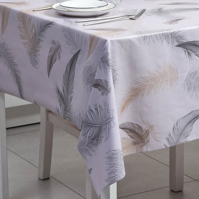 Клеёнка на стол &laquo;Перья&raquo;, на тканиевой основе, рулон 20 метров, ширина 137 см, толщина 0,25 мм