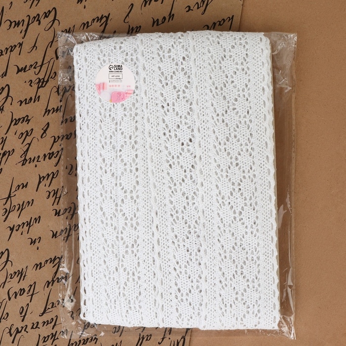 Кружево вязаное, 50 мм &times; 10 &plusmn; 1 м, цвет белый