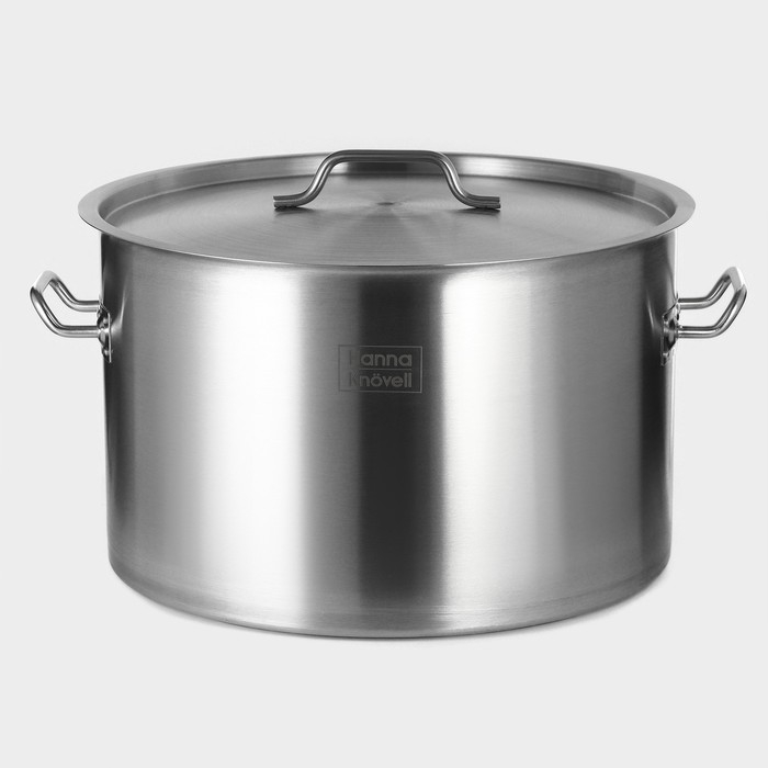 Кастрюля из нержавеющей стали Hanna Kn&ouml;vell, 47 л, d=45 см, h=28 см, толщина 1 мм, дно ТРС, толщина дна 4,6 мм, 201 сталь, металлическая крышка, индукция