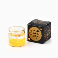 Новогодняя свеча гелевая в стакане Зима это ..&laquo;Новый год: Золотой шик&raquo;, без аромата, скретч-слой, 2,5 х 2,5 х 2,5 см