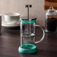Чайник заварочный френч - пресс «Келли», 350 мл, стекло, цвет зелёный Чайник заварочный френч - пресс «Келли», 350 мл, стекло, цвет зелёный