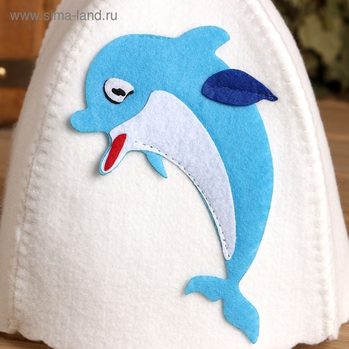Шапка для бани с детской аппликацией Шапка для бани с детской аппликацией "Дельфинчик" войлок