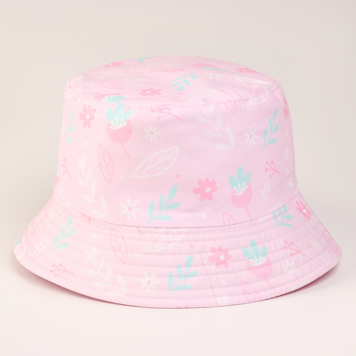 Панама детская для девочки &laquo;Цветочки&raquo;, цвет розовый, р-р 48-50