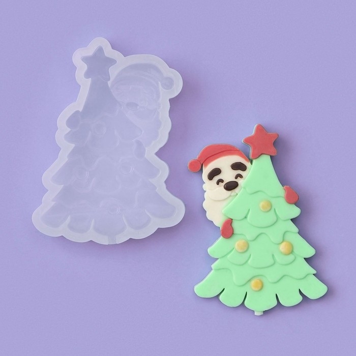 Силиконовый молд для леденцов и шоколада &laquo;Дед мороз с Елкой&raquo;