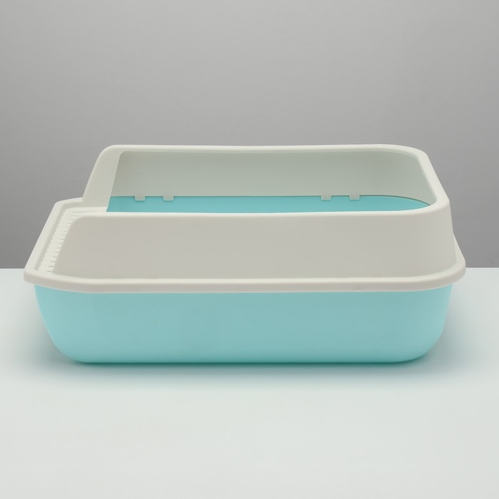 Туалет с высоким бортом с совком и фильтром, 50 х 36 х 21 см, голубой