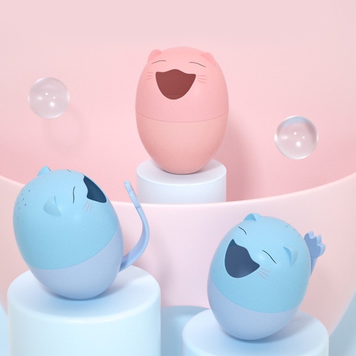 Ковш пластиковый для купания и мытья головы, детский банный ковшик &laquo;Котик&raquo;, 500 мл., с леечкой, цвет голубой