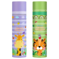 Карандаши 24 цвета Мульти-Пульти "Друзья енота", трёхгранные, заточенные, в тубусе Карандаши 24 цвета Мульти-Пульти "Друзья енота", трёхгранные, заточенные, в тубусе