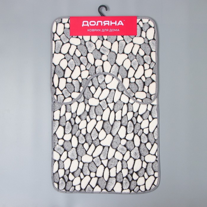 Набор ковриков для ванной и туалета Доляна &laquo;Галька&raquo;, 2 шт, 40&times;49 см, 50&times;80 см